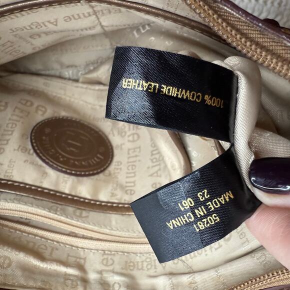 ETIENNE AIGNER VINTAGE Women’s Leather Shoulder Bag Bronze Gold Mid Size Purse - Picture 12 of 15